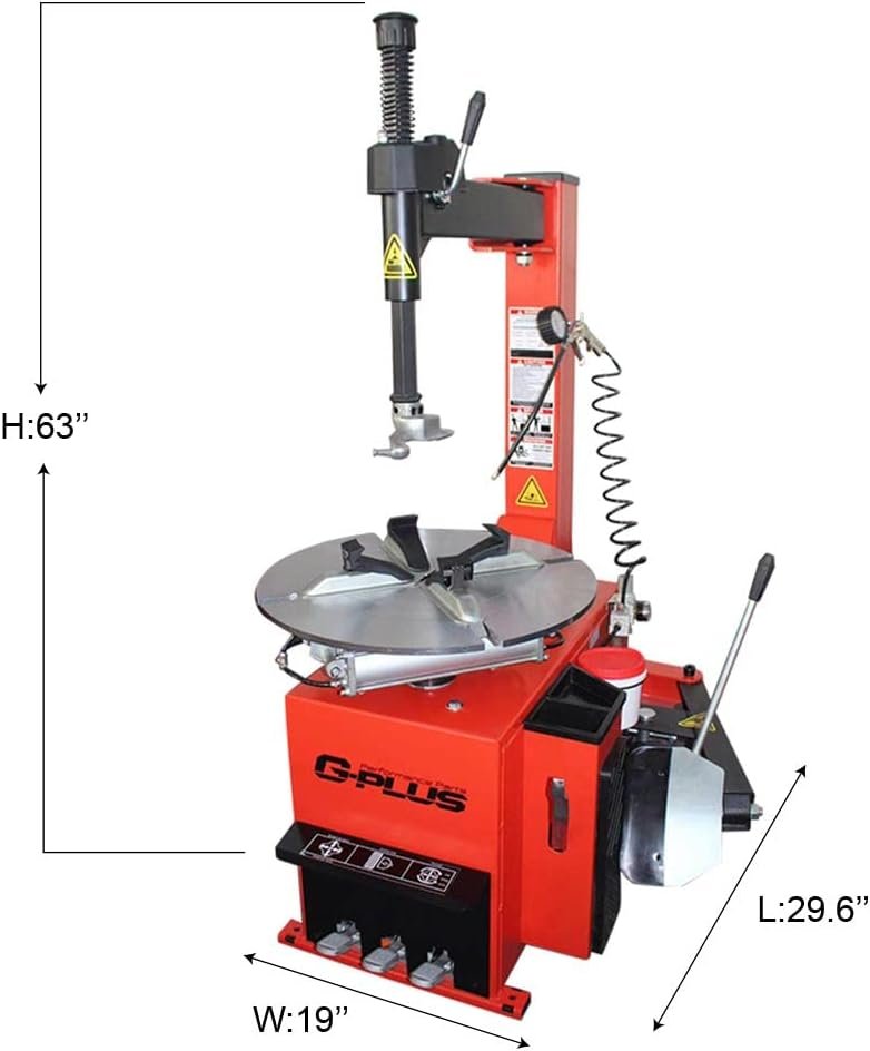 G-PLUS Tire Changer Wheel Changers Machine 560 1.5 HP Horse Power Tire Machine Tire Changer Wheel Balancers Machine Rim for ATV Heavy Duty/Commercial Motorcycle Passenger Vehicle Red
