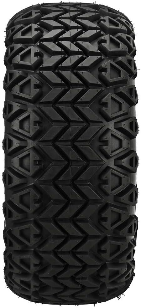 RM Cart - 12 Tombstone Black/Machined on 23x10.50-12 Black Trail II Tires (Set of 4), Fits Club Car  EZGo carts, Golf Cart Tires and Wheels Combo, Can be Used on Lawn Mowers and ATVs