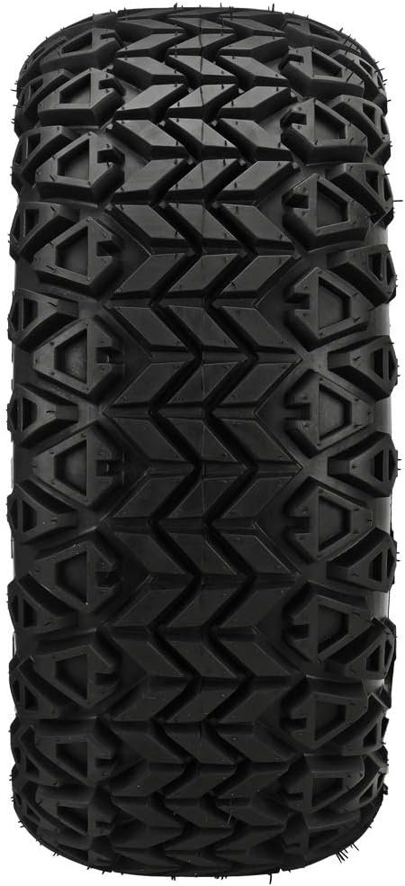 RM Cart - 12 Yukon Black/Machined on 23x10.50-12 Black Trail II Tires (Set of 4), Fits Yamaha carts, Golf Cart Tires and Wheels Combo, Can be Used on Lawn Mowers and ATVs