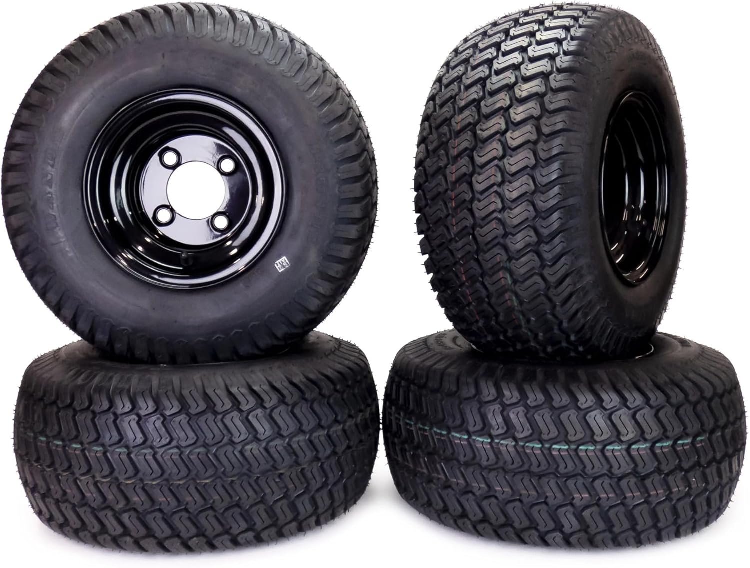 Set of 4 18x8.50x8 ATV Golf Go Cart Lawn Mower Tractor P322 Turf Tire Rim Assembly Black Steel Wheels 18 All Terrain Tires Compatible with EZGO Club Car Yamaha E-Z-GO Golf Cart