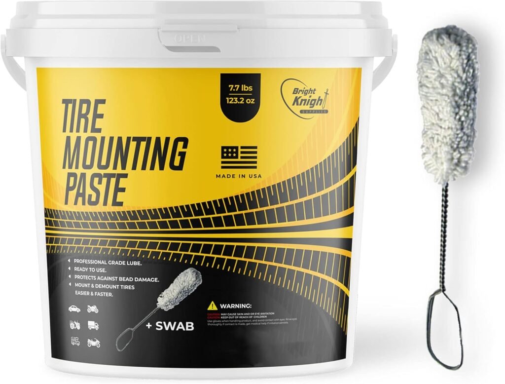 Tire Mounting Paste - Biodegradable Universal Lubricant with Applicator for Motorcycle, Bike, Truck, ATV - Direct Application - For Low-Profile, Aluminum  Alloy Wheel (7.7 Pounds + Swab)