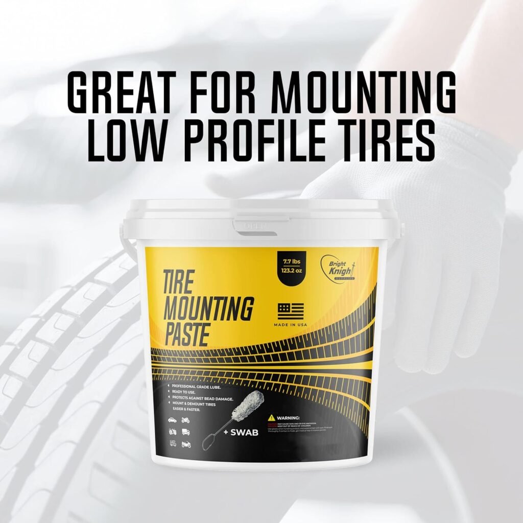 Tire Mounting Paste - Biodegradable Universal Lubricant with Applicator for Motorcycle, Bike, Truck, ATV - Direct Application - For Low-Profile, Aluminum  Alloy Wheel (7.7 Pounds + Swab)
