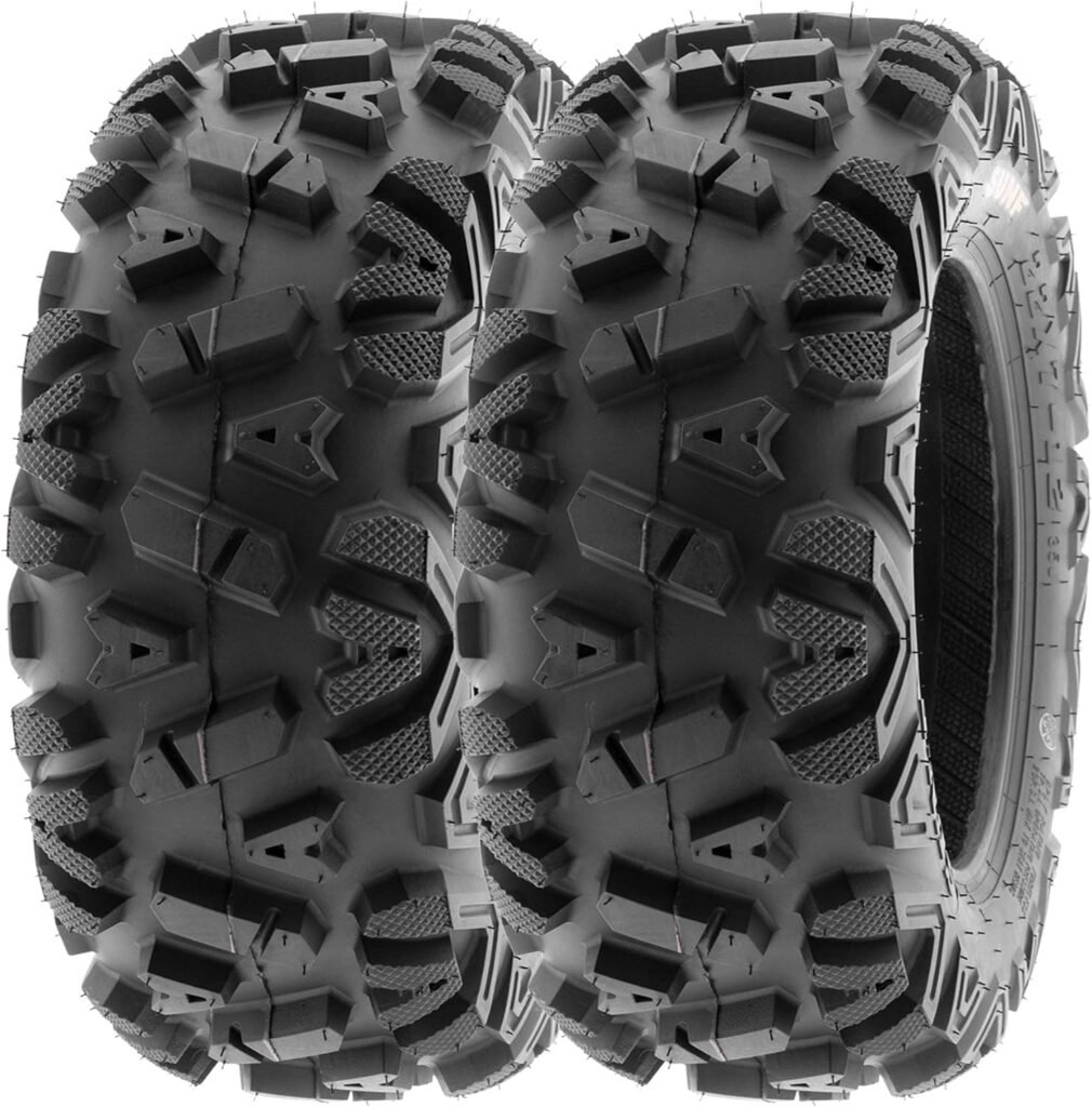 Set of 4 SunF 25x8-12 25x10-12 ATV UTV Tires 6 PR Tubeless A033 POWER I [Bundle] - TWO 25x8x12 Front  TWO 25x10x12 Rear